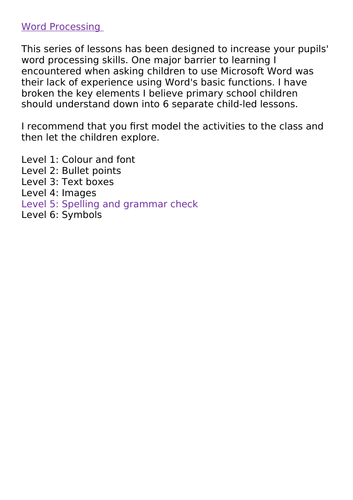 Word Processing Skills KS2 Level 5: Spelling and grammar check