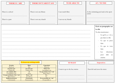 French - KS3 - writing - town (Allez 1 unit 5)