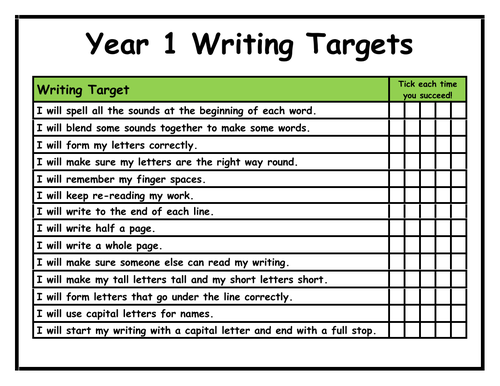 Year 1 - Writing Targets