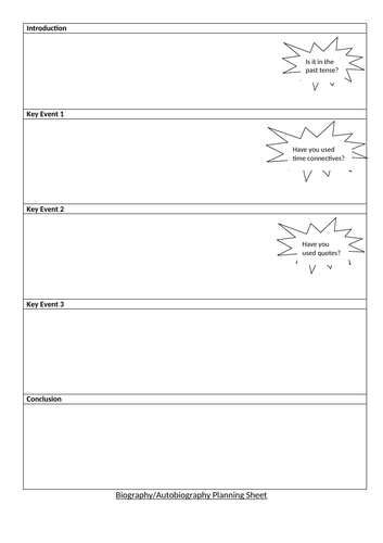 Biography/Autobiography Planning Sheet KS2