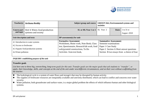 DP ESS Unit 4 Water and Aquatic Food Production system