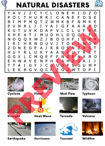 Natural Disasters Word Search | Teaching Resources