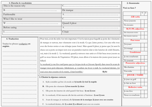 KS3 - French Allez 1 - Mon quartier - grammar revision (6.1 - 6.2 - 6.3 - 6.4)