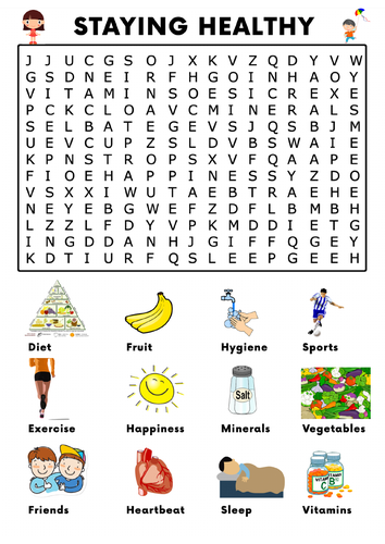Staying Healthy Word Search Teaching Resources