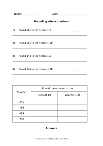 Year 5 Rounding Whole Numbers Worksheets (differentiated), Presentation ...