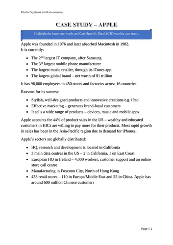 AQA A Level Geography - Global Systems and Governance