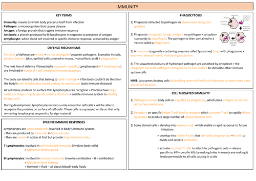 AQA A LEVEL BIOLOGY - Immunity Revision