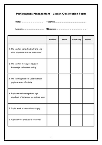 Lesson Observation Forms