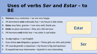 Ser and estar uses present tense resources beginners Spanish | Teaching ...