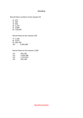 Year 6 Place Value Rounding Numbers Teaching Resources