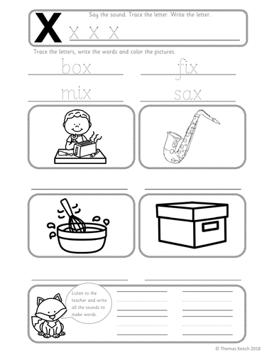 phonics worksheets lesson plan flashcards jolly phonics letter x