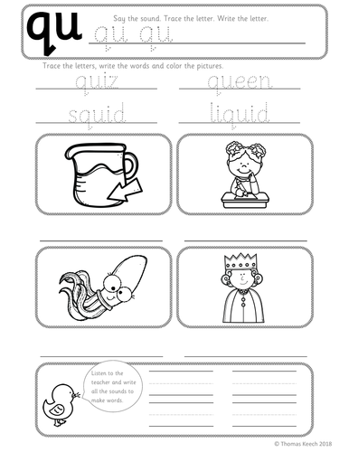 phonics worksheets lesson plan flashcards jolly phonics letter q lesson pack teaching resources