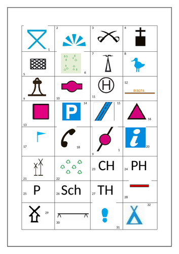 Year 7 Ordnance Survey Symbols Sheet | Teaching Resources