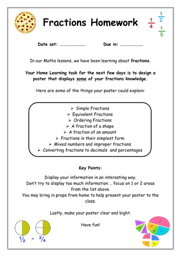 Fractions - Homework Task