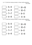 Year 1 and 2 missing number worksheet | Teaching Resources