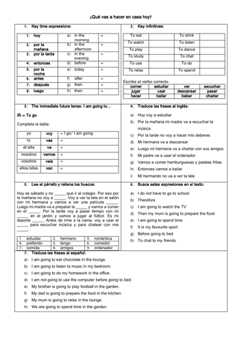 Spanish Immediate Future Tense with Family & activities in the house and home routine