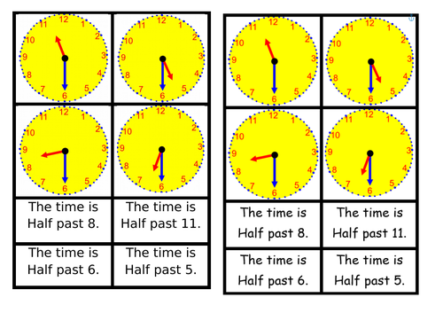 Half past and o clock time activites | Teaching Resources