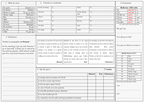 KS3 - French - reading and writing activities (Allez 1 textbook ...