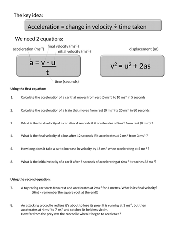 Calculating acceleration | Teaching Resources