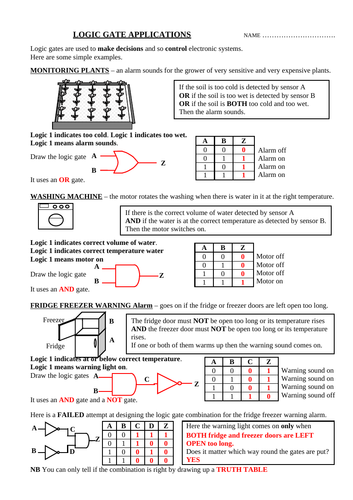 Introduction to Logic Gates - Including Questions and Applications ...