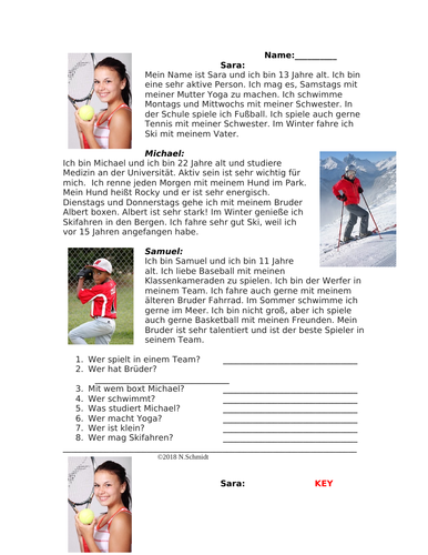 Mein Lieblingssport Lesung: My Favorite Sports German Beginner Reading