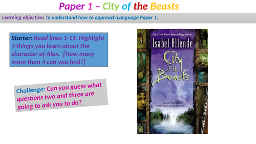 AQA Language Paper 1 - City of Beasts Questions 1-4 (approx 2-3 hours)