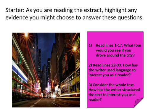 AQA Language Paper 1 Question 4  (with some Q2 and 3) - If Nobody Speaks of Remarkable Things - 2hrs