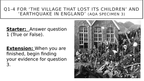 AQA Language Paper 2 Specimen 3 walk-through (4 lessons) 'The Village that Lost its Children'