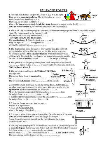 BALANCED FORCES QUESTIONS