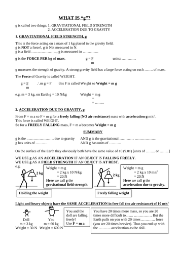 WHAT IS g? -Acceleration & Field Strength