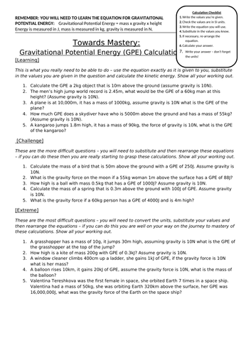 6.15.8 Gravitational potential energy stores (AQA 9-1 Synergy)