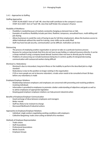 Edexcel AS/A Level Business - Theme 1 Skeleton Notes | Teaching Resources