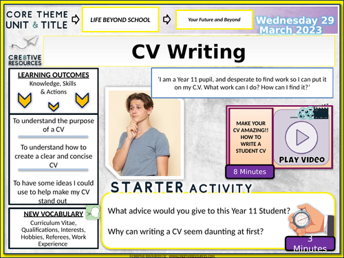 CV Writing - Careers Lesson | Teaching Resources