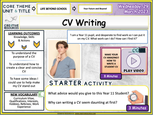 CV Writing - Careers Lesson | Teaching Resources