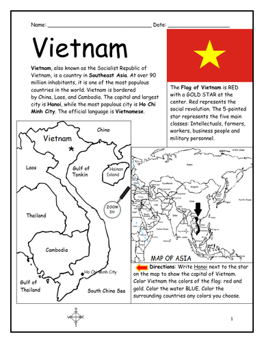 VIETNAM Printable Handout Teaching Resources