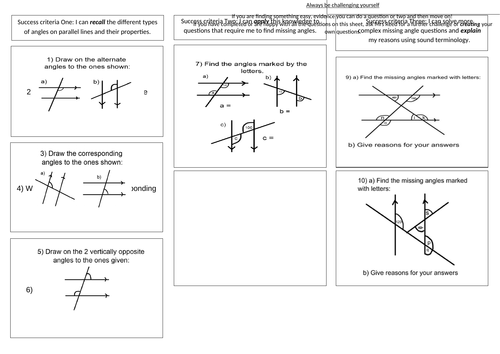 Angle Rules Worksheets | Teaching Resources