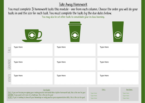 Takeaway Homework Template - Coffee Shop