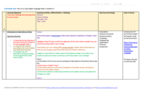 AQA English Language Paper 1 Question 5 Scheme of Work | Teaching Resources