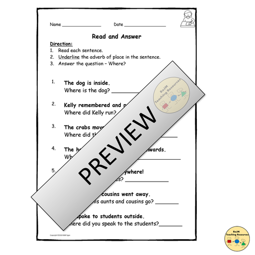Adverbs Of Place Worksheets Display Posters Flashcards Vocabulary Teaching Resources