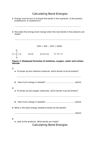AQA Chemistry Topic 7: Bond Energy Calculations | Teaching Resources
