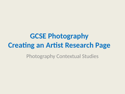 GCSE Photography - Artist Photography | Teaching Resources