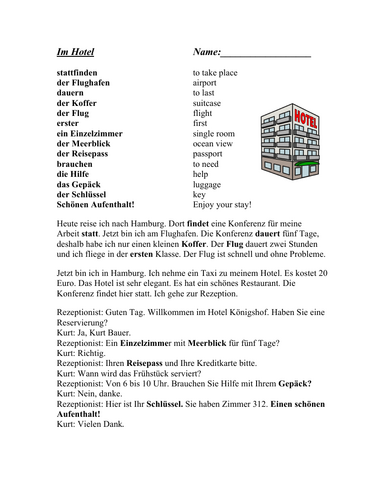 Im Hotel Lesung: German Reading Checking into a Hotel