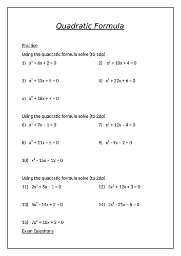 10 GCSE Higher Algebra Worksheets | Teaching Resources