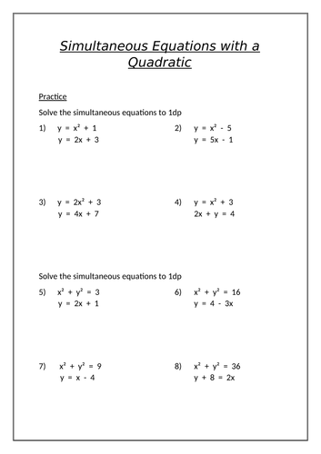 10 GCSE Higher Algebra Worksheets | Teaching Resources
