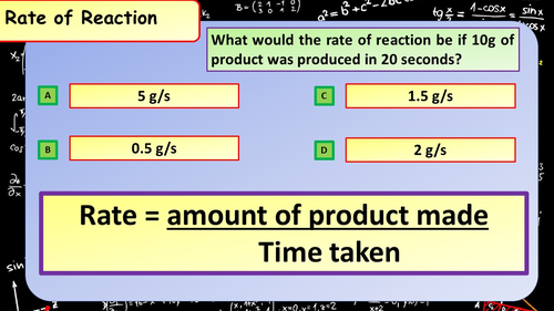 £1 Only Ks4 Aqa Gcse Chemistry Science Rate Of Reaction Multiple 