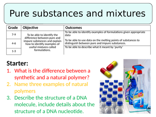 NEW AQA GCSE (2016) Chemistry - Pure substances & mixtures