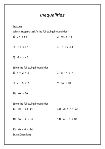 10 GCSE Foundation Algebra Worksheets | Teaching Resources