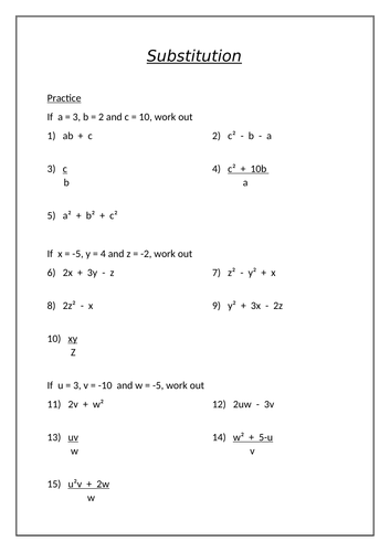 gcse algebra worksheet
