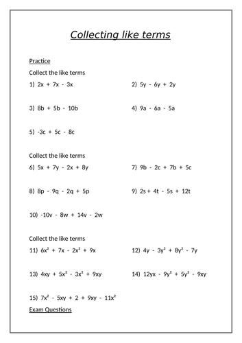 10 gcse foundation algebra worksheets teaching resources