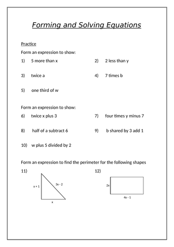 10 gcse foundation algebra worksheets teaching resources